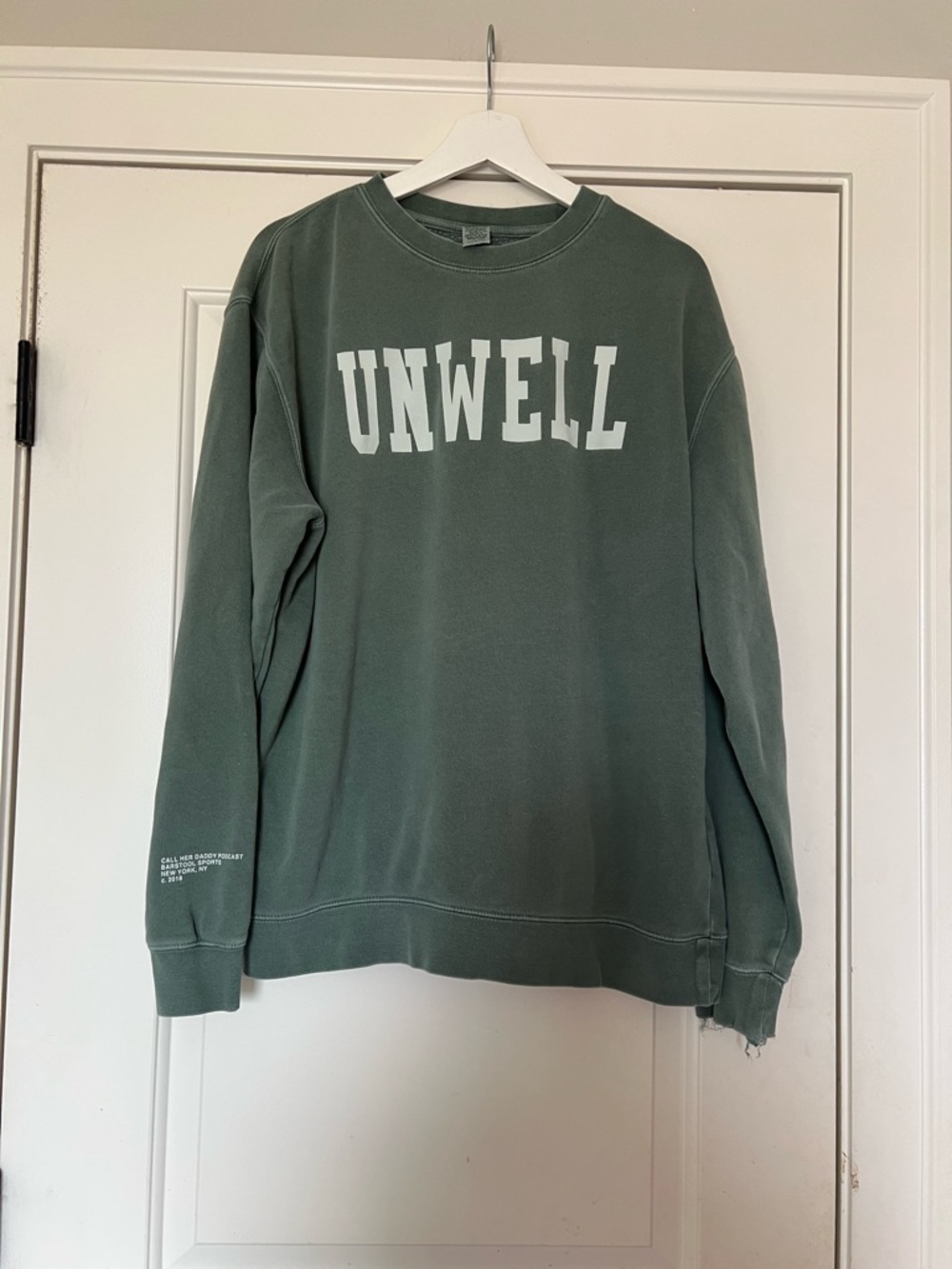 Call Her Daddy Unwell Crewneck Sweater in Sage Green